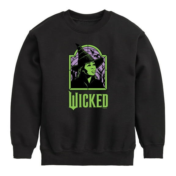 Wicked - Stained Glass Elphaba - Youth Crew Fleece Sweatshirt