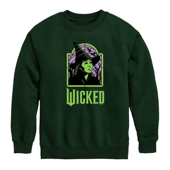 Wicked - Stained Glass Elphaba - Youth Crew Fleece Sweatshirt