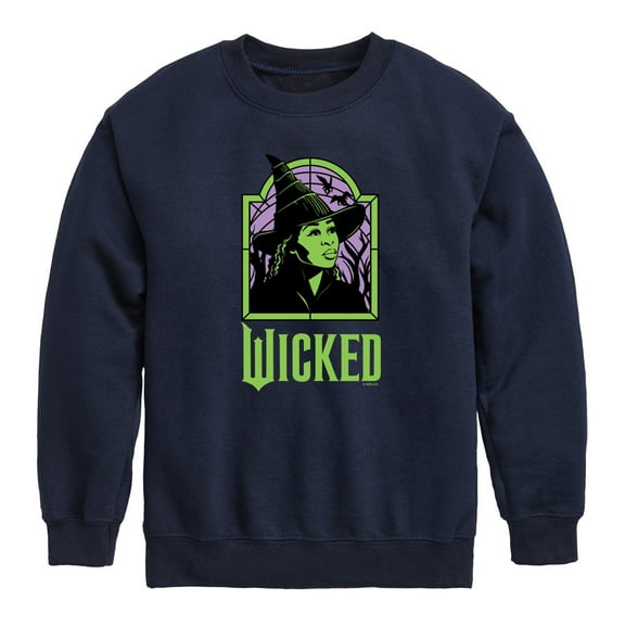 Wicked - Stained Glass Elphaba - Youth Crew Fleece Sweatshirt