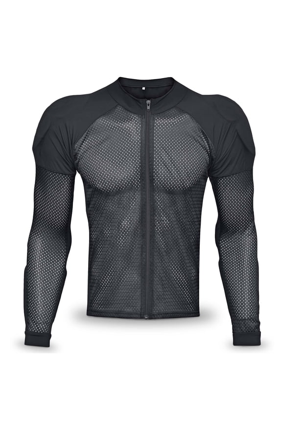 Potomac Protective Riding Shirt Removable Buckle Large, Mesh Black Motorcycle Jacket