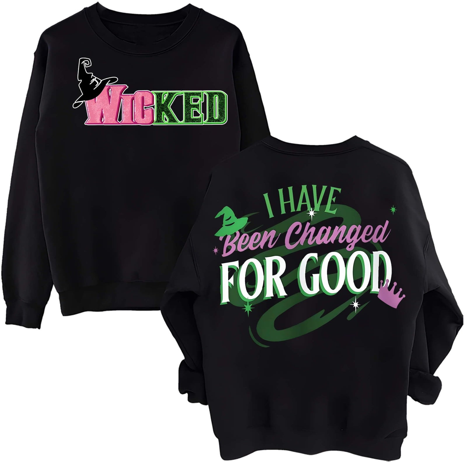 Wicked Sweatshirts,unisex Cozy Crewneck Sweatshirt Witch Hat Graphic 