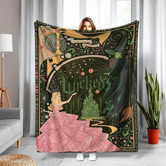 Wicked Musical Inspired Flannel Blanket Ultra Soft Warm Plush Throw For Sofa Bed Office Camping Cozy Gift For Kids Adults Home Decor Halloween Christmas Travel