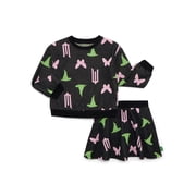 Wicked Toddler Girls Intarsia Graphic Sweater and Skirt Set, 2-Piece, Sizes 2T-5T