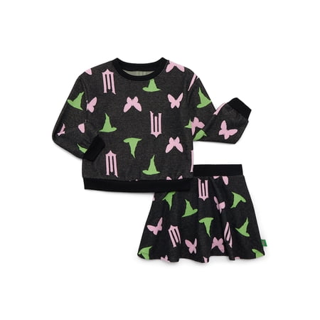 Wicked Toddler Girls Intarsia Graphic Sweater and Skirt Set, 2-Piece, Sizes 2T-5T