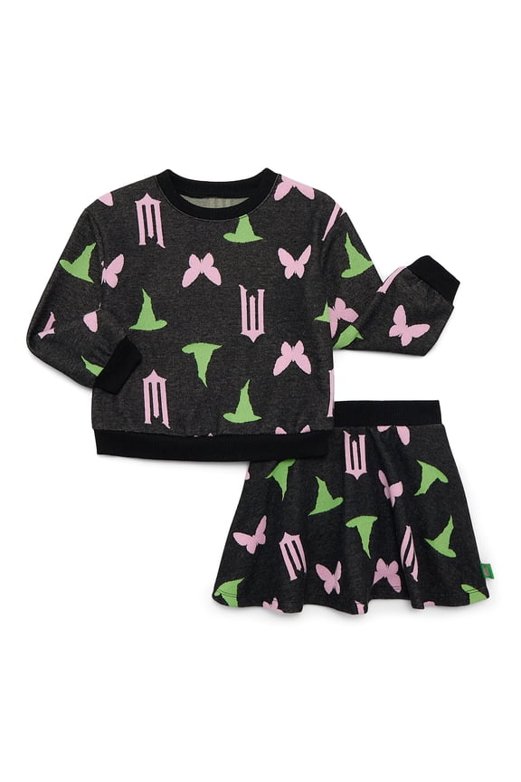 Toddler Girls Intarsia Graphic Sweater and Skirt Set, 2-Piece, Sizes 2T-5T