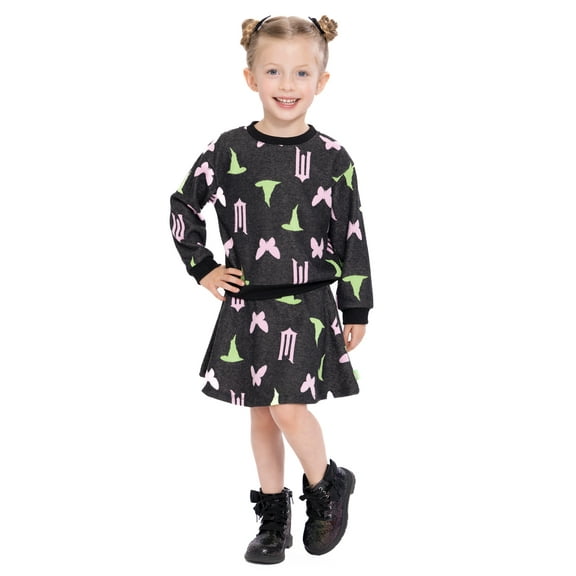 Wicked Toddler Girls Intarsia Graphic Sweater and Skirt Set, 2-Piece, Sizes 2T-5T