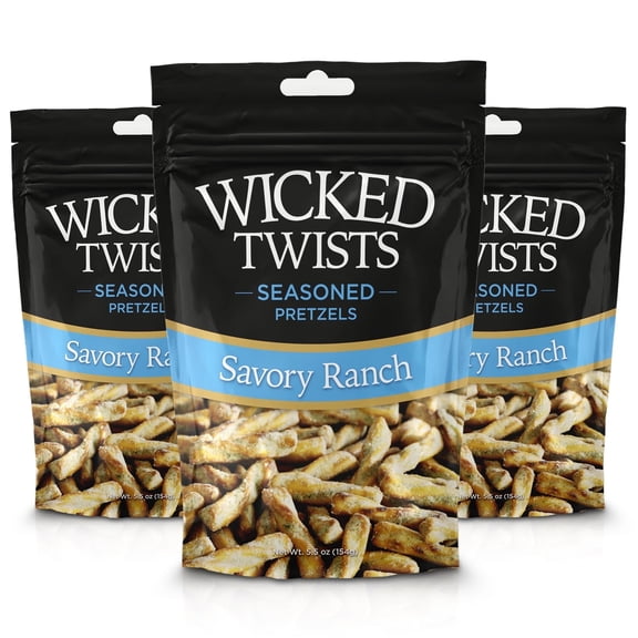 Wicked Twist, Ranch Seasoned Pretzel Twists, 5 oz 3 Pack