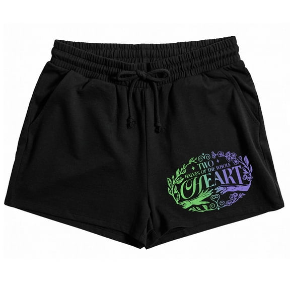 Wicked Two Halves of the Two Heart Women's Black Lounge Shorts