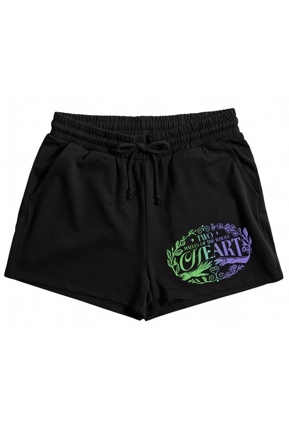 Wicked Two Halves of the Two Heart Women's Black Lounge Shorts