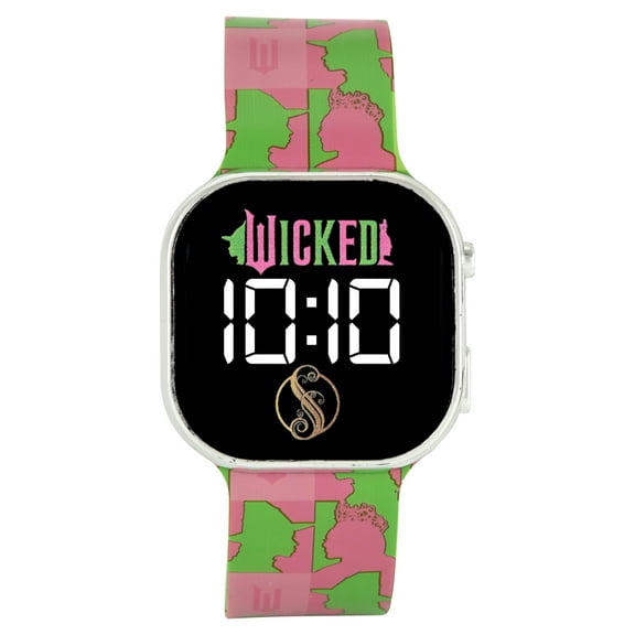 Wicked Unisex Childrens LED Watch With Square Caseand Printed Silicone Strap; WKD4006WM