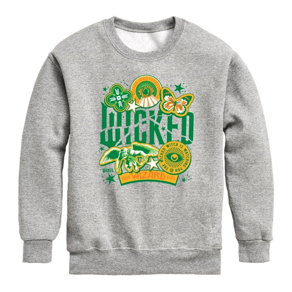 Wicked - Wicked Oz Stickers - Youth Crew Fleece Sweatshirt
