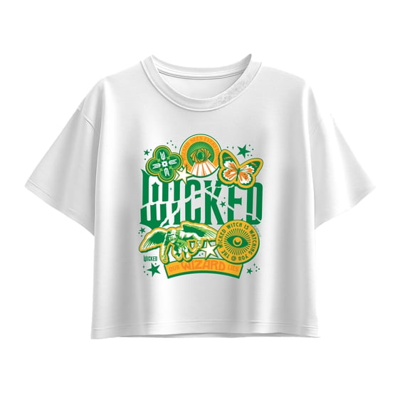 Wicked - Wicked Oz Stickers - Youth Girl Short Sleeve Boxy Tee