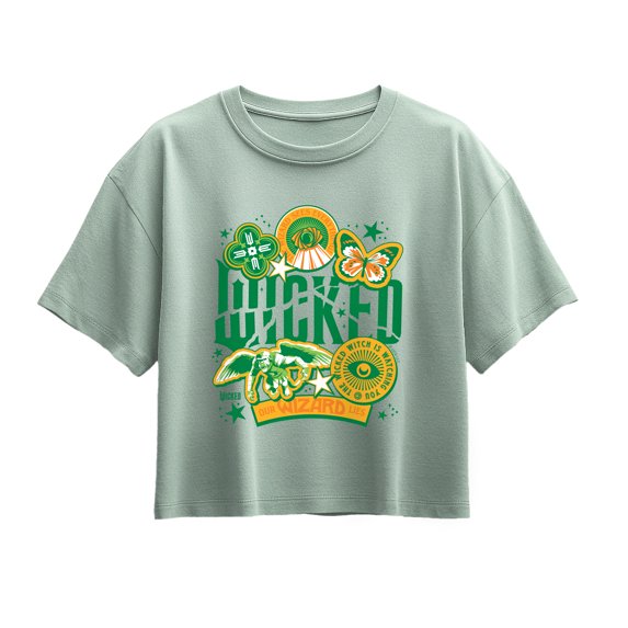Wicked - Wicked Oz Stickers - Youth Girl Short Sleeve Boxy Tee