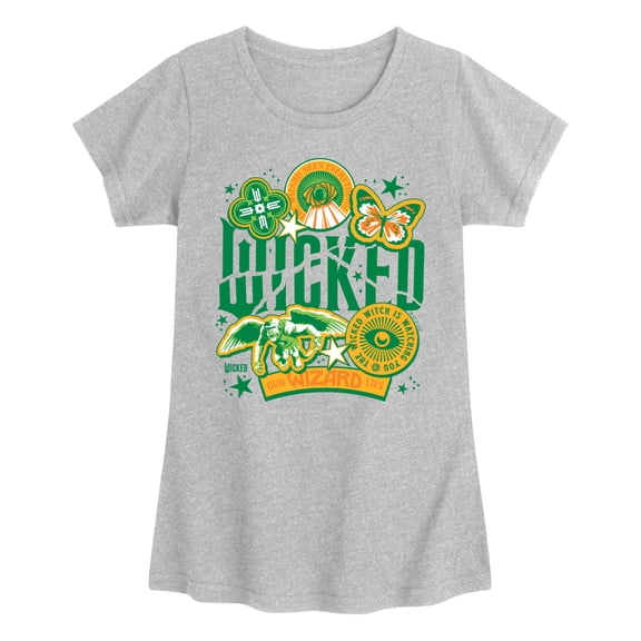 Wicked - Wicked Oz Stickers - Youth Girls Short Sleeve T-Shirt