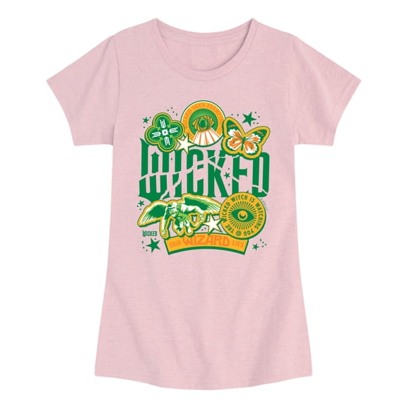 Wicked - Wicked Oz Stickers - Youth Girls Short Sleeve T-Shirt