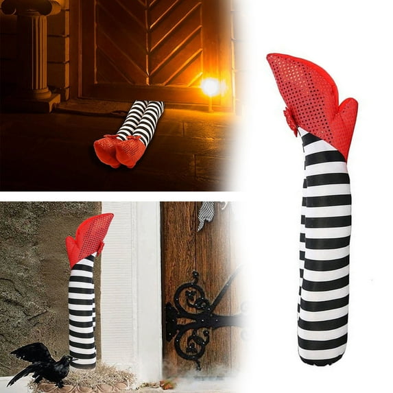 Wicked Witch Legs Halloween Prop – Life-Size Crushed Witch Legs with Red Shoes for Haunted House, Yard, & Party Decor Indoor Outdoor Spooky Decoration, Halloween Graveyard Patio Props