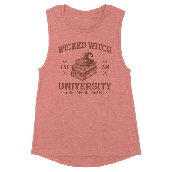 Wicked Witch University Women's Muscle Tank Medium Desert Pink