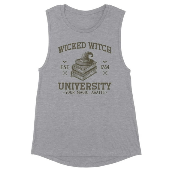 Wicked Witch University Women's Muscle Tank Medium Heather Grey