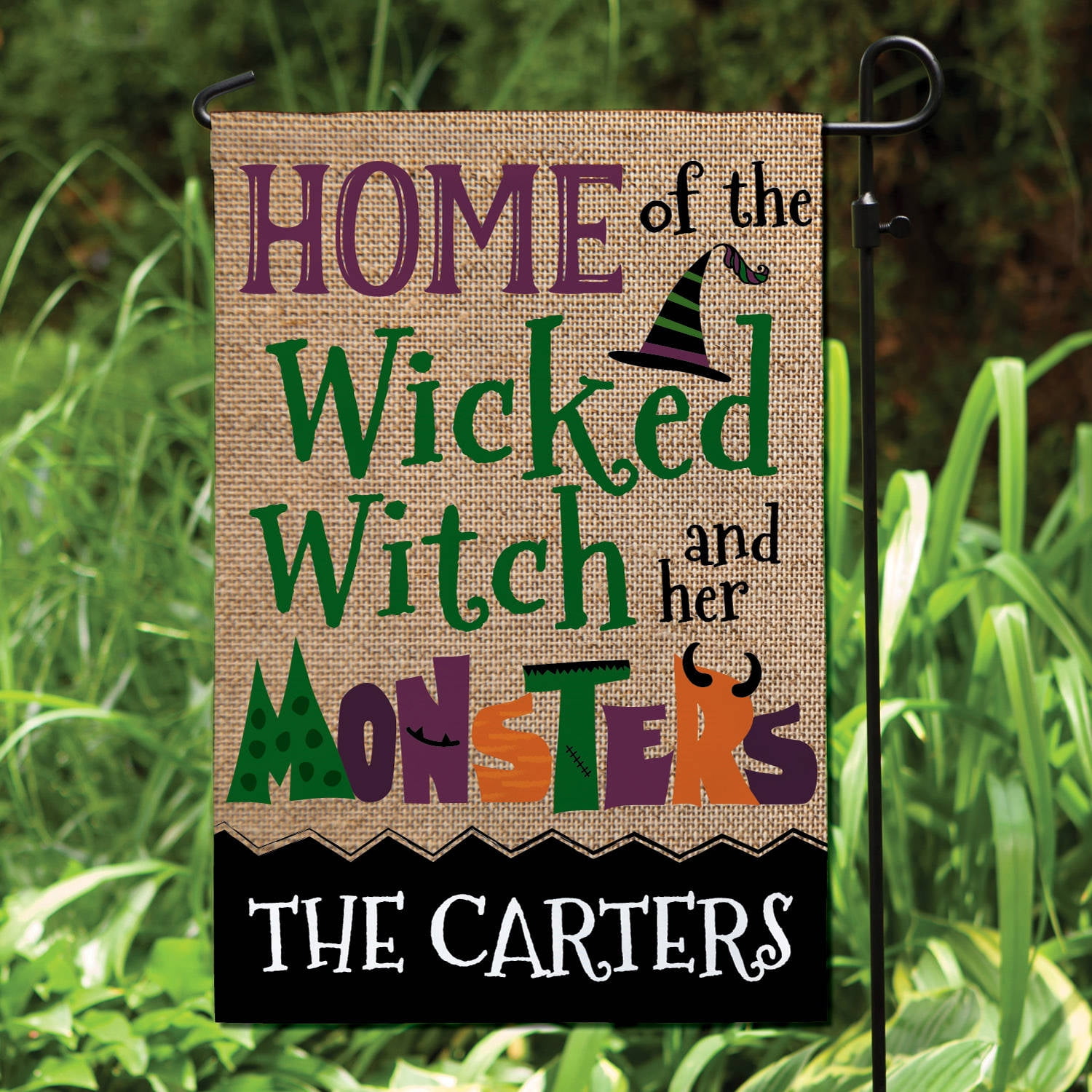 Wicked Witch and Her Monsters Personalized Garden Flag