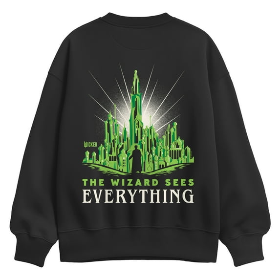 Wicked - Wizard Sees Everything - Ladies Oversized Fleece Crew Sweatshirt