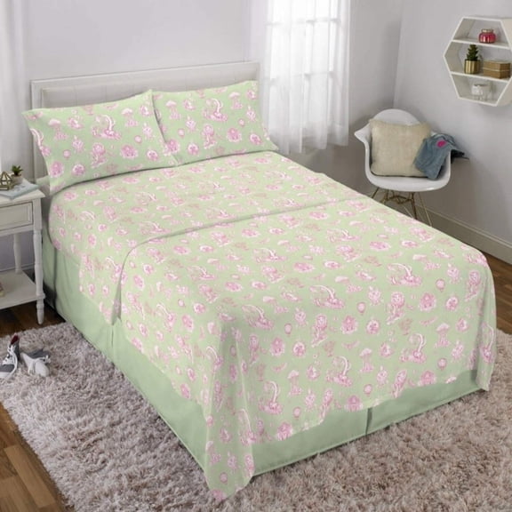 Wicked for Good Katie Kime Full Microfiber Sheet Set, Green & Pink Bed Sheets