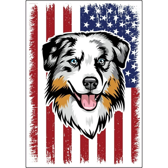 WickedGoodz American Flag Australian Shepherd Vinyl Decal - Dog Breed Bumper Sticker - for Laptops Tumblers Windows Cars Trucks Walls