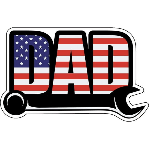 WickedGoodz American Flag Dad Wrench Vinyl Decal - Mechanic Bumper Sticker - for Laptops Tumblers Windows Cars Trucks Walls