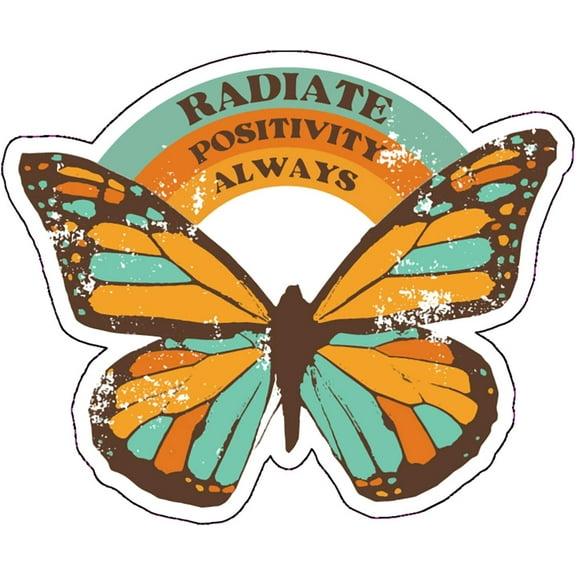 WickedGoodz Butterfly Radiate Positivity Vinyl Decal - Happy Bumper Sticker - Perfect for Laptops Tumblers Windows Cars Trucks Walls