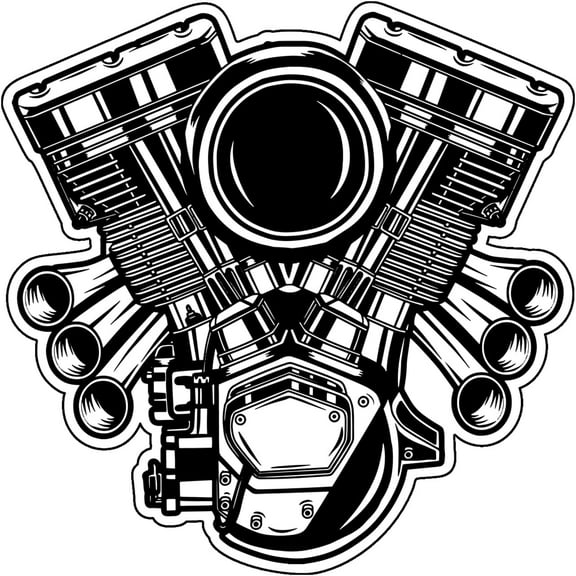 WickedGoodz Engine Motor Vinyl Decal - Mechanic Bumper Sticker - for Laptops Tumblers Windows Cars Trucks Walls