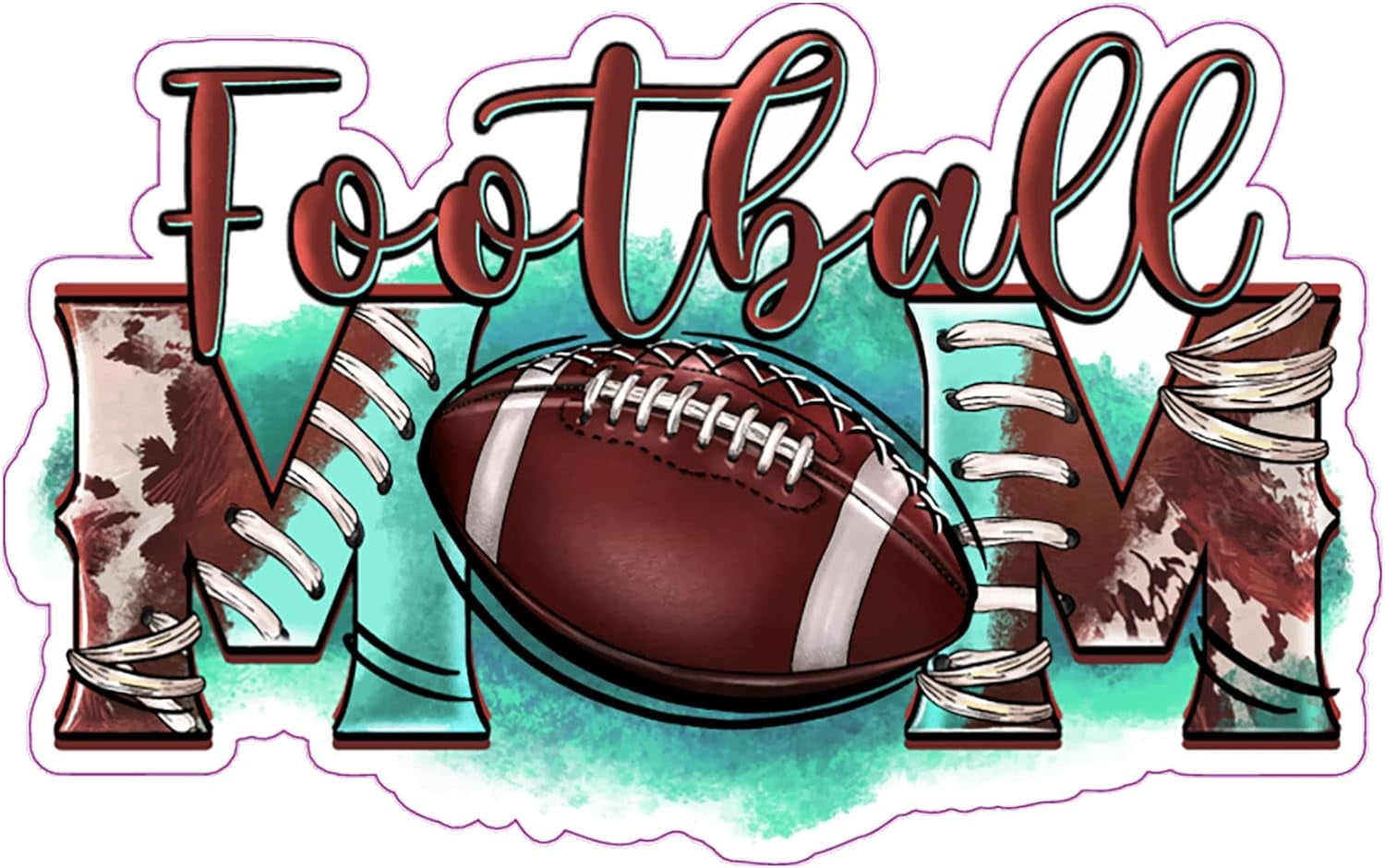 WickedGoodz Football Mom Vinyl Decal Cowhide Football Bumper Sticker