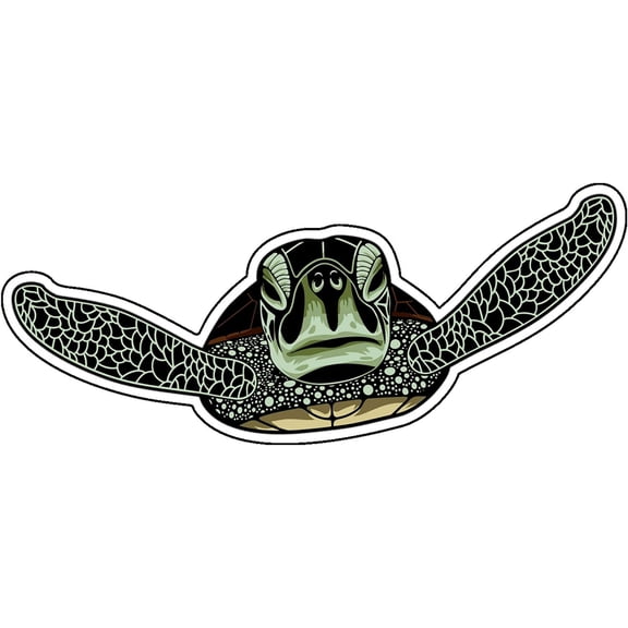 WickedGoodz Green Sea Turtle Vinyl Decal - Ocean Bumper Sticker - for Laptops Tumblers Windows Cars Trucks Walls