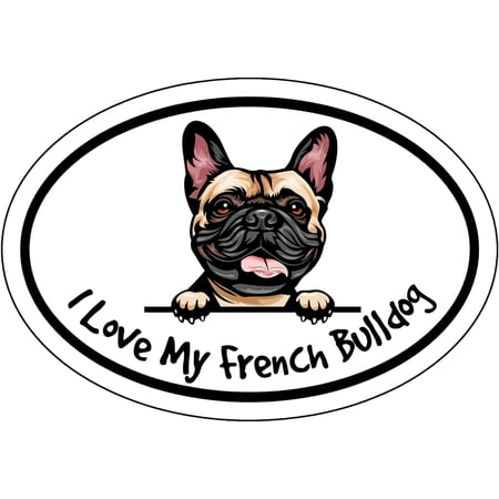 WickedGoodz I Love My French Bulldog Vinyl Decal - Frenchie Dog Breed Bumper Sticker - for Laptops Windows Cars Trucks