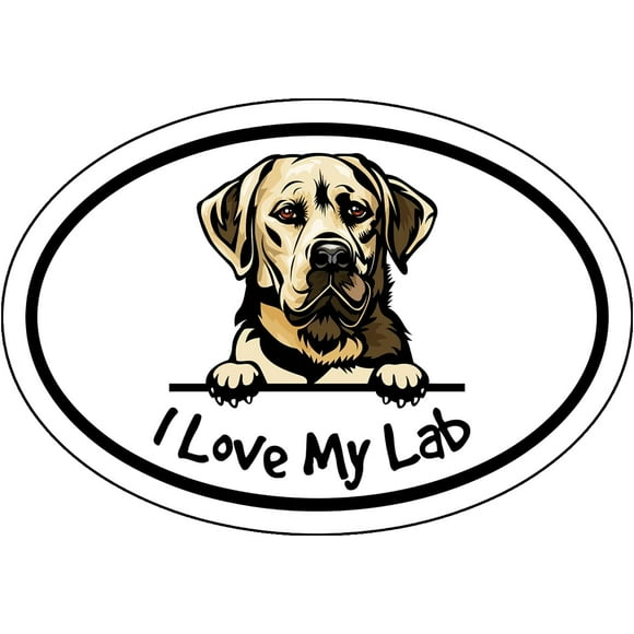 WickedGoodz I Love My Lab Vinyl Decal - Yellow Labrador Retriever Dog Breed Bumper Sticker - for Laptops Windows Cars Trucks