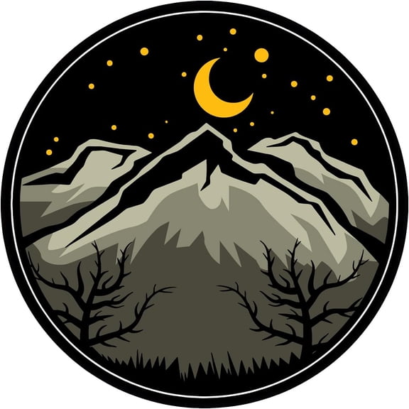 WickedGoodz Moonlit Mountain Vinyl Decal - Outdoors Bumper Sticker - for Laptops Tumblers Windows Cars Trucks Walls