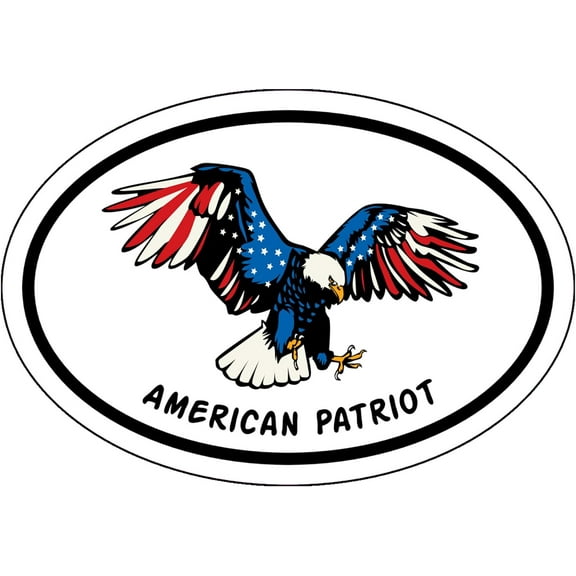 WickedGoodz Oval United States Flag Eagle Vinyl Decal - American Patriot Bumper Sticker - for Laptops Tumblers Windows Cars Trucks Walls