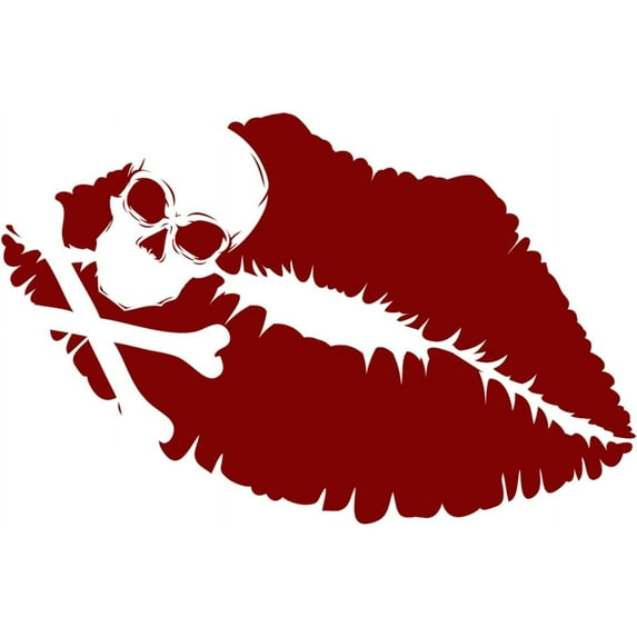 WickedGoodz Red Skull Lips Vinyl Decal - Pirate Bumper Sticker - for Laptops Tumblers Windows Cars Trucks Walls