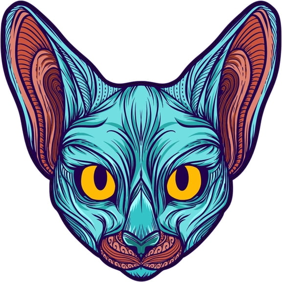 WickedGoodz Sphynx Cat Vinyl Decal - Feline Bumper Sticker - for Laptops Tumblers Windows Cars Trucks Walls