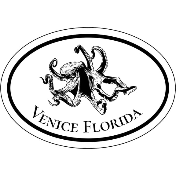 WickedGoodz Venice Florida Octopus Vinyl Decal - FLA Bumper Sticker - for Laptops Tumblers Windows Cars Trucks Walls