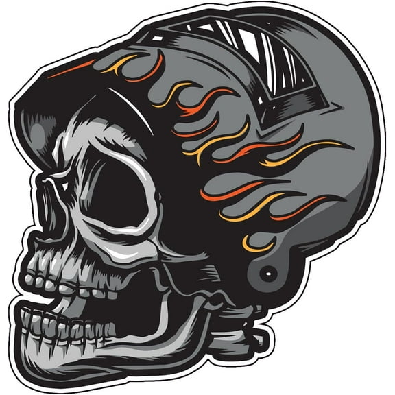 WickedGoodz Welder Skull Vinyl Decal - Flames Bumper Sticker - for Laptops Tumblers Windows Cars Trucks Walls