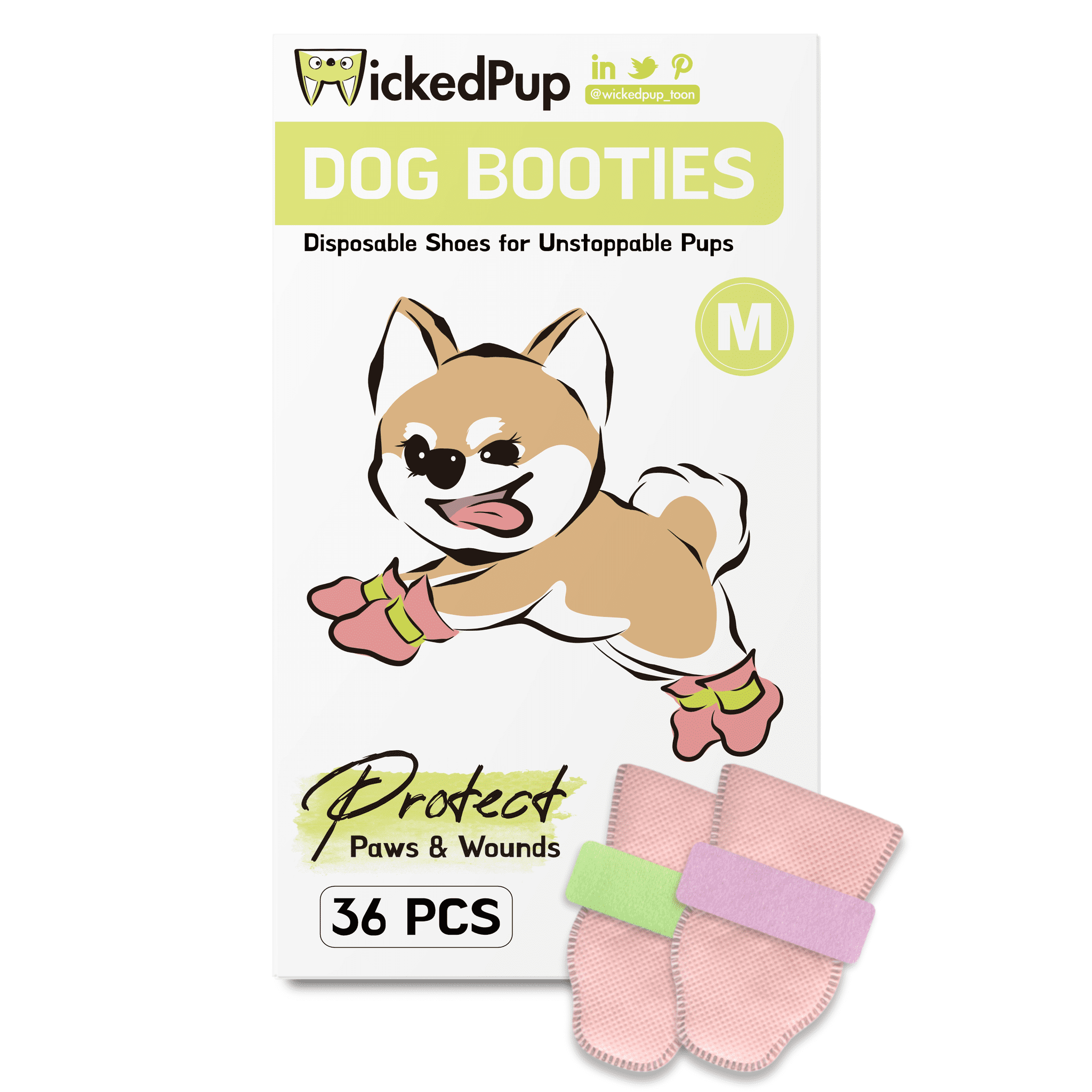 WickedPup Disposable Pet Booties for Dogs & Cats, 36 Count, Ivory, M
