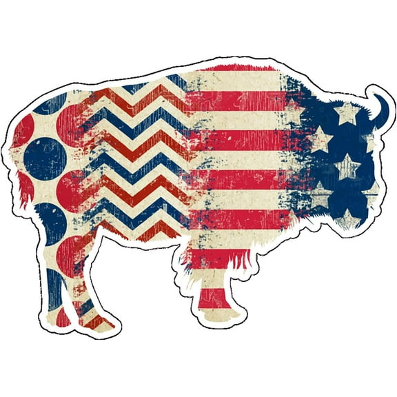 Wickedgoodz American Flag Buffalo Vinyl Decal - Western Bumper Sticker - for Laptops Tumblers Windows Cars Trucks Walls