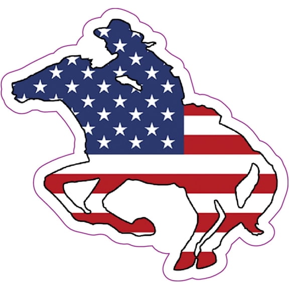 Wickedgoodz American Flag Cowgirl Vinyl Decal - Patriotic Horse Bumper Sticker - for Laptops Tumblers Windows Cars Trucks Walls