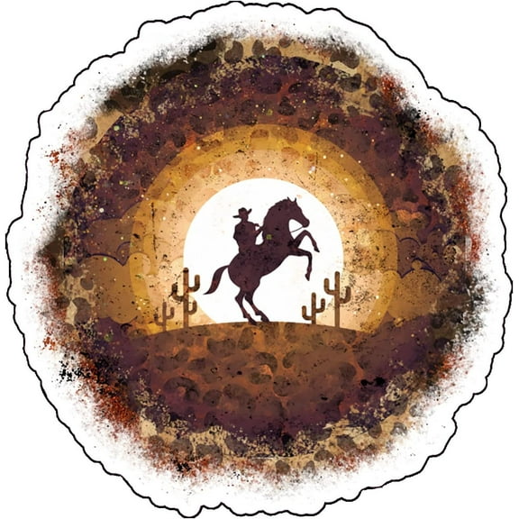 Wickedgoodz Cowboy Sunset Vinyl Decal - Western Bumper Sticker - for Laptops Tumblers Windows Cars Trucks Walls