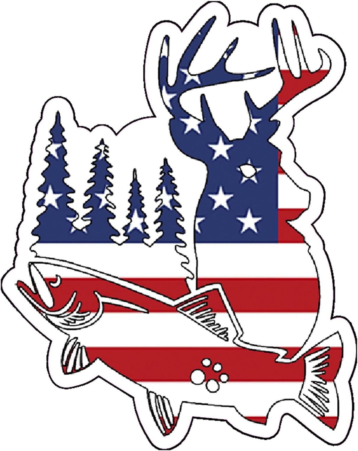 Wickedgoodz Fishing Hunting American Flag Vinyl Decal - Patriotic ...