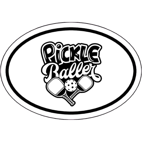 Wickedgoodz Oval Pickleballer Vinyl Decal - Pickle Ball Bumper Sticker - for Laptops Tumblers Windows Cars Trucks Walls