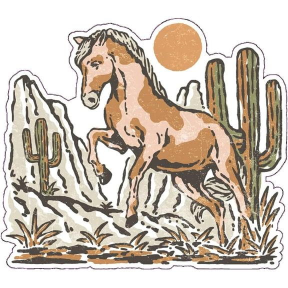 Wickedgoodz Pink Desert Horse Vinyl Decal - Western Bumper Sticker - for Laptops Tumblers Windows Cars Trucks