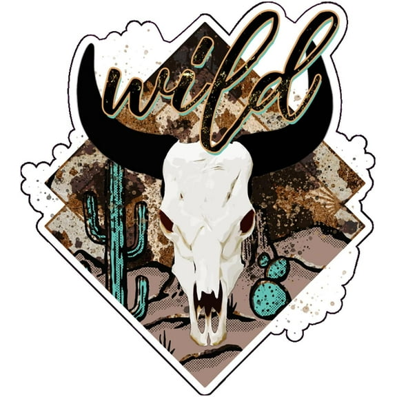 Wickedgoodz Wild Cow Skull Vinyl Decal - Western Bumper Sticker - for Laptops Tumblers Windows Cars Trucks Walls