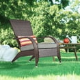 thumbnail image 1 of Wicker Adirondack Chair Fire Pit Chairs Oversized Comfy Patio Chairs Outdoor Wicker Rattan Chairs with Cushion Grey Low Deep Seating High Back with Pillow for Outside Backyard Deck Porch Lawn, 1 of 7