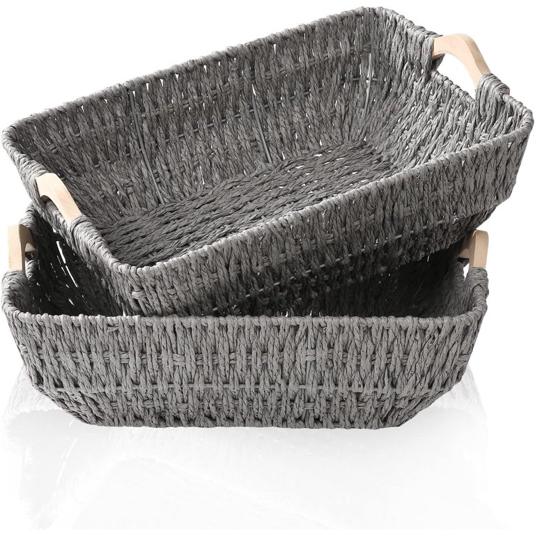 Wicker Baksets 2Pack 15x10x5, Recyclable & Renewable Paper Rope