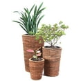 thumbnail image 1 of Wicker Banana Rope Tall Floor Planter with Metal Pot, Large, 1 of 6